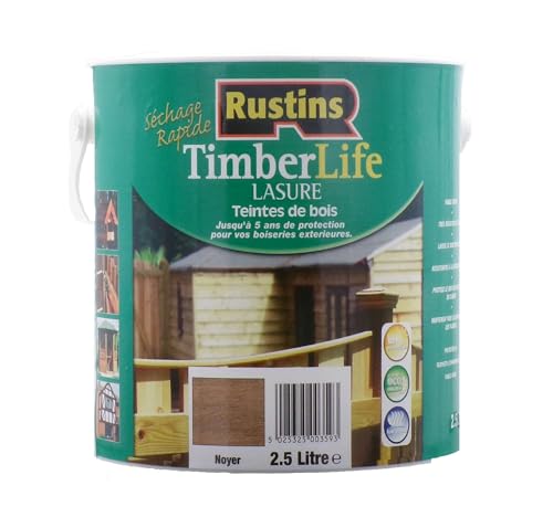 Rustins - Tinte para madera - exterior - Protección UV y 5 AÑOS - Nuez - 12m²/L - 2.5 Litre (TLWA2500FR)