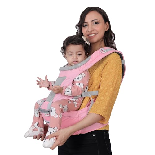 Image of Baby Carrier with Hip Seat, Ergonomic 4 in 1 Carrier Positions, Newborn to Toddler Adjustable Baby Carrier for 4-36 Months, Comfortable Padded Straps, Supports Up to 15 kg (Pink)