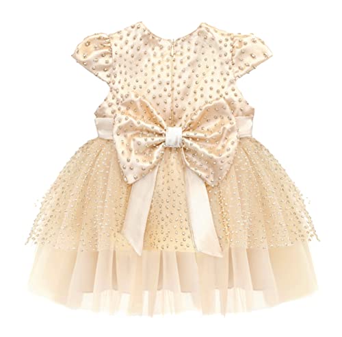 Lilax Baby Girls Glitter Tulle Dress, Sparkle Polka Dots Princess Gown with Matching Headband and Shoes3
