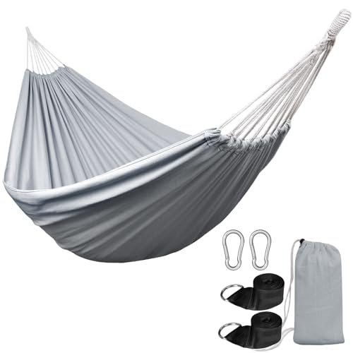 ANYOO Hamac portable en coton avec sangles pour jardin, balcon, terrasse, extérieur et intérieur