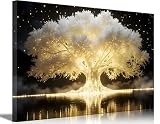 Abstract Tree Of Life Canvas Wall Art Elegant White Tree Of Life Wall Decor Picture Nature-Inspired Meditation Poster Print Painting for The Living Bedroom Room Office Meditation Room Home Decoration