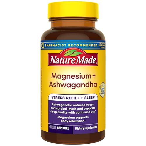 Nature Made Magnesium + Ashwagandha Capsules 60 Capsules
