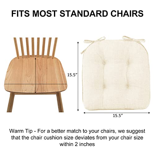 Wellsin Indoor Chair Cushions For Dining Chairs 4 Pack, 15.5" X 15.5" Kitchen Chair Cushions With Ties And Non-Slip Backing, Tufted Shredded Memory Foam Kitchen Chair Pads (Beige) #TOP1
