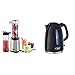 Russell Hobbs Mix & Go - Batidora de Vaso de Mano (300 W, Acero Inoxidable, Plata y Negro) + Hobbs Textures - (Hervidor de Agua Eléctrico, 2400 W, 1.7 L, Plástico Alto Brillo, sin BPA, Negro)