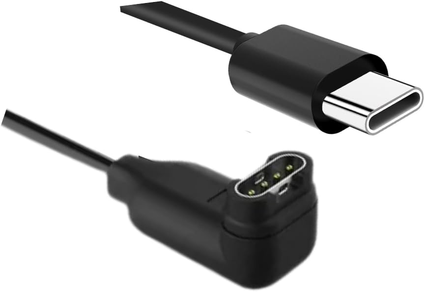 Cabo Carregador USB-C em L para Garmin Watch | Compatível Fenix 7/6/5, Forerunner 965/945, Vivoactive 4/3 | Carregamento Rápido + Sincronização Dados