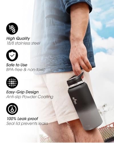 Image of Coolflask 32 oz Water Bottle Insulated Stainless Steel with Strap