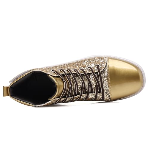 Trsorini Mens Glitter Shoes Sparkly High-top Sneakers Bling Sequin Shiny Men Lace-up Shoes2