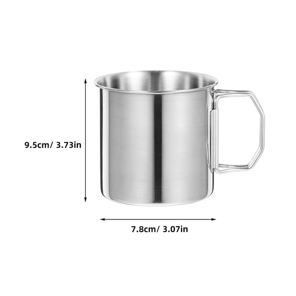 BESPORTBLE 2 Tazas Portátiles de Acero Inoxidable Fáciles de Limpiar con Asa Plegable Pack de 2 Unidades para Beber al Aire Libre Ideales para Camping y Picnic