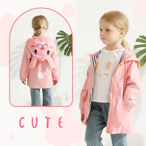 image for YOUNGER TREE Toddler Baby Boy Girl Bunny Raincoat Cute Cartoon Hoodie 