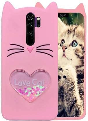 Indiacase Cat Kitty Case Cover for Redmi Note 8 Pro -[3D Cartoon] Girls Mustache Meow Soft Silicone Cute Rubber Cat Kitty Back Cover for Redmi Note 8 Pro [Cat Kitty Pink]