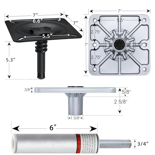 image for CLLOMAGY Boat Seat Pedestal Base Mount Kit Package with Lock in 3/4