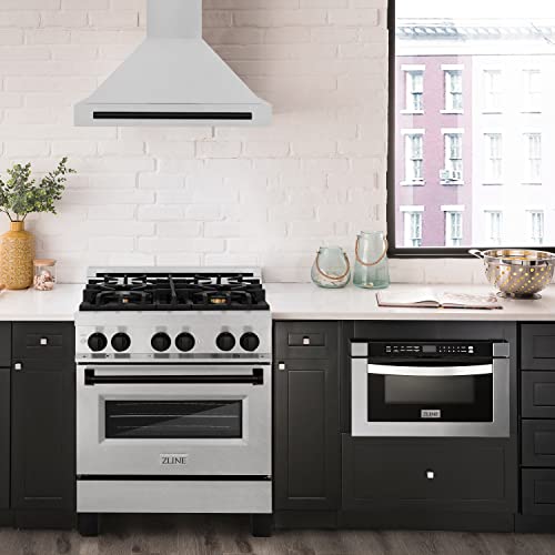 Zline 30" Autograph Edition Fingerprint Resistant Stainless Steel Range Hood With Matte Black Handle #TOP4