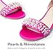 DREAM PAIRS Girls Sandals Low Heel Pump Ankle Strap Pearl Dress Flower Wedding Party Shoes for Little Kid/Big Kid,Size 4 Big Kid,Hot Pink,SDSD2417K