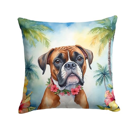 Caroline's Treasures Luau Party Decorative Throw Pillow, 14Hx14W, Boxer 6389