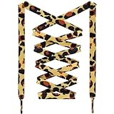 DANHUA Thin Flat Yellow Leopard Print Shoelaces 39.37 inch Shoe Laces Shoestring 2 Pair