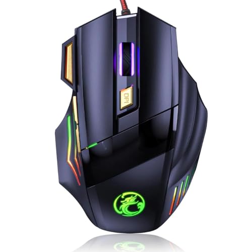 Mouse Gamer 7 Botões 24000 DPI Ajustável LED RGB Alta Precisão e Velocidade Jogos Trabalho Estudos C