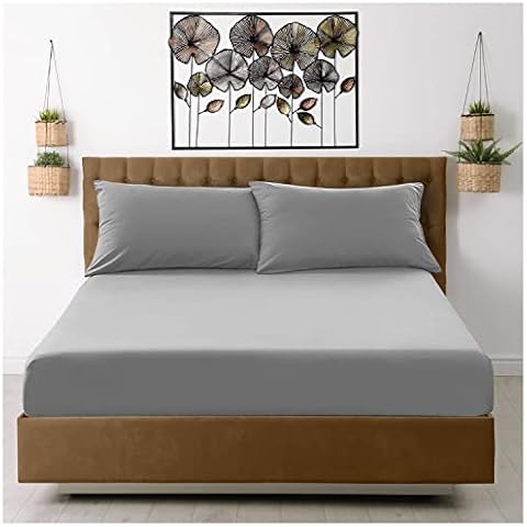 Grey Microfiber Fitted Sheet Double - Super Dreamer Cover