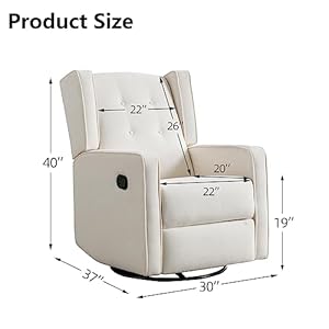 Swivel Rocker Recliner Chair Nursery Glider Chair Nursery Rocking Chairs Manual Reclining Chair White