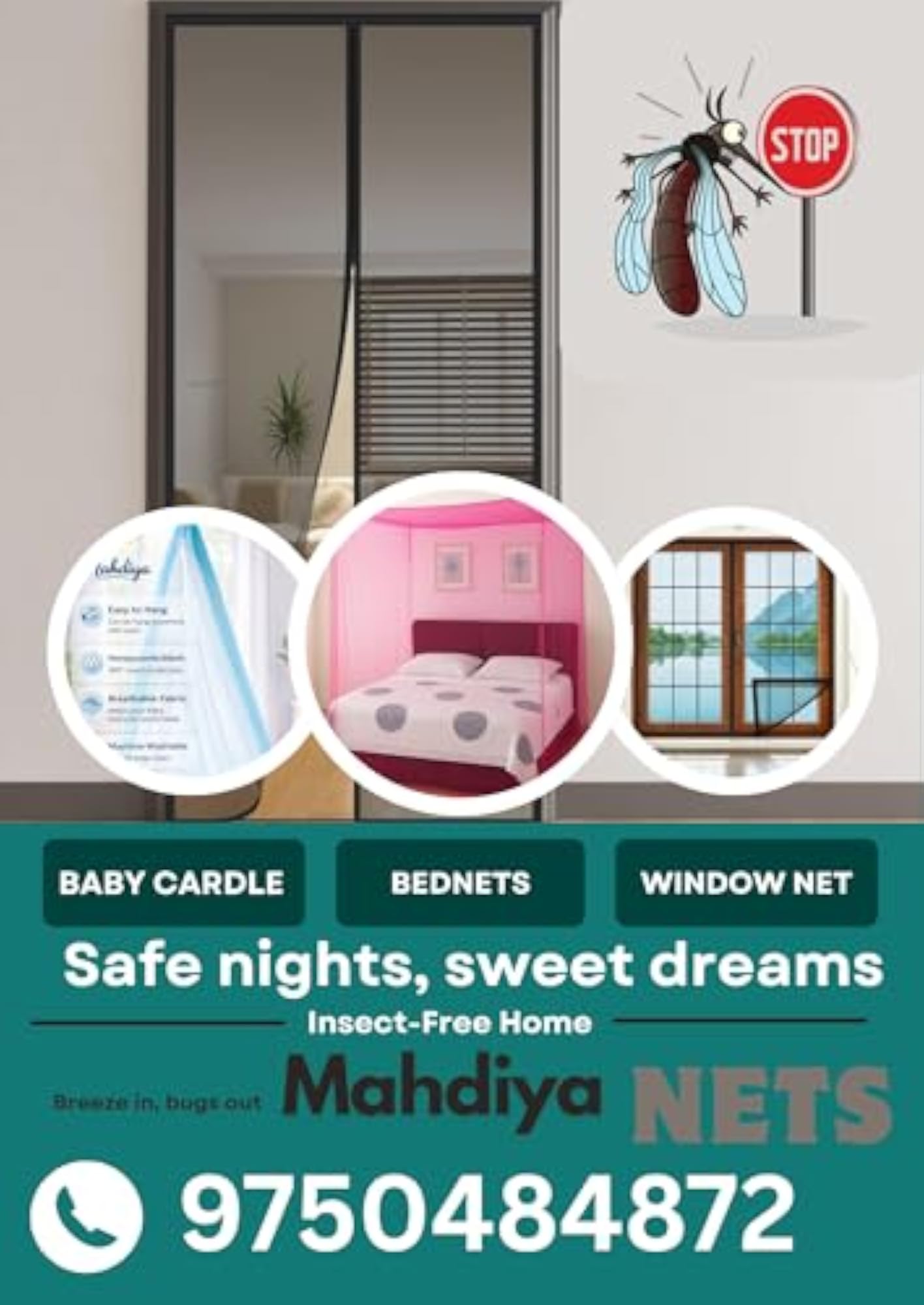 Poly Cotton Mosquito Net for Babies, Premium Quality