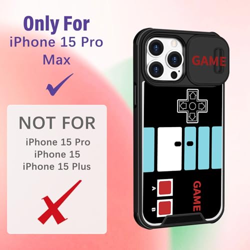 Image of Funermei (2in1 for iPhone 15 Pro Max Case for Boys Cool Fun Cute Phone Cover Funny Cartoon Game Kids Girls Black Unique Design with Camera Cover Funda for Apple for iPhone 15 ProMax Cases 6.7 inch