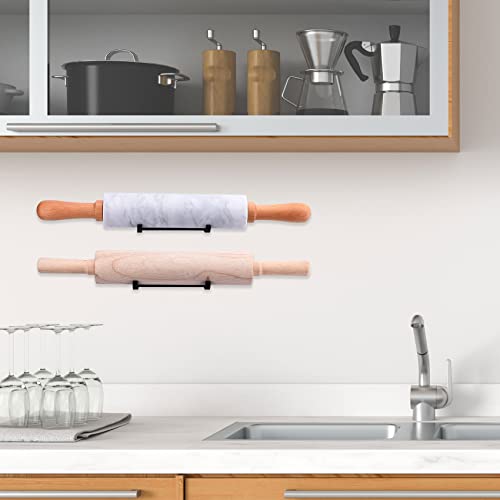 Horiztonal Rolling Pin Holder Wall Mount Rolling Pin Display Rack Hook Hanger Storage, Black Pack Of 2 #TOP6