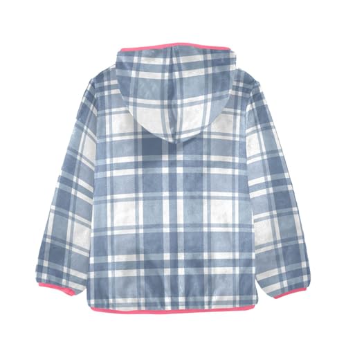 GuoChe Light Blue Plaid Tartan Sherpa Jacket2