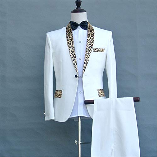 Men's Modern 2-Piece Suit Leopard Grain Shawl Lapel One Button Tuxedos for Party/Prom3