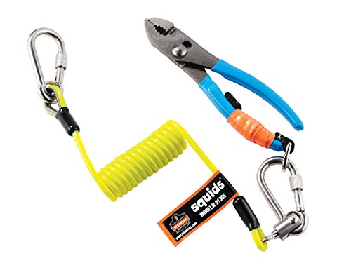 Ergodyne Squids 3130S Coiled Cable Tool Lanyard with Dual Stainless Steel Carabiners, 2 Pounds, Lime, Small - Image 2