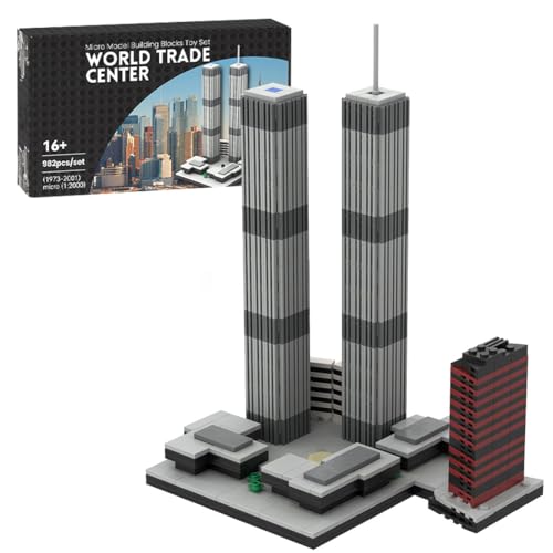 CubiMythx Architecture World Trade Center Building Blocks, Collectible New York City Skyline Model to Build and Display, Home Office Decor, Great NYC Gift & Souvenir Ideas (982 PCS), 1:2000, Ages 12+