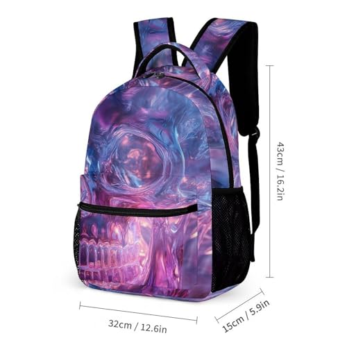 Glass Skull Head Backpack Shoulder Bags Lunch Bag Pencil Case Box 3 Set Daypack Cute2