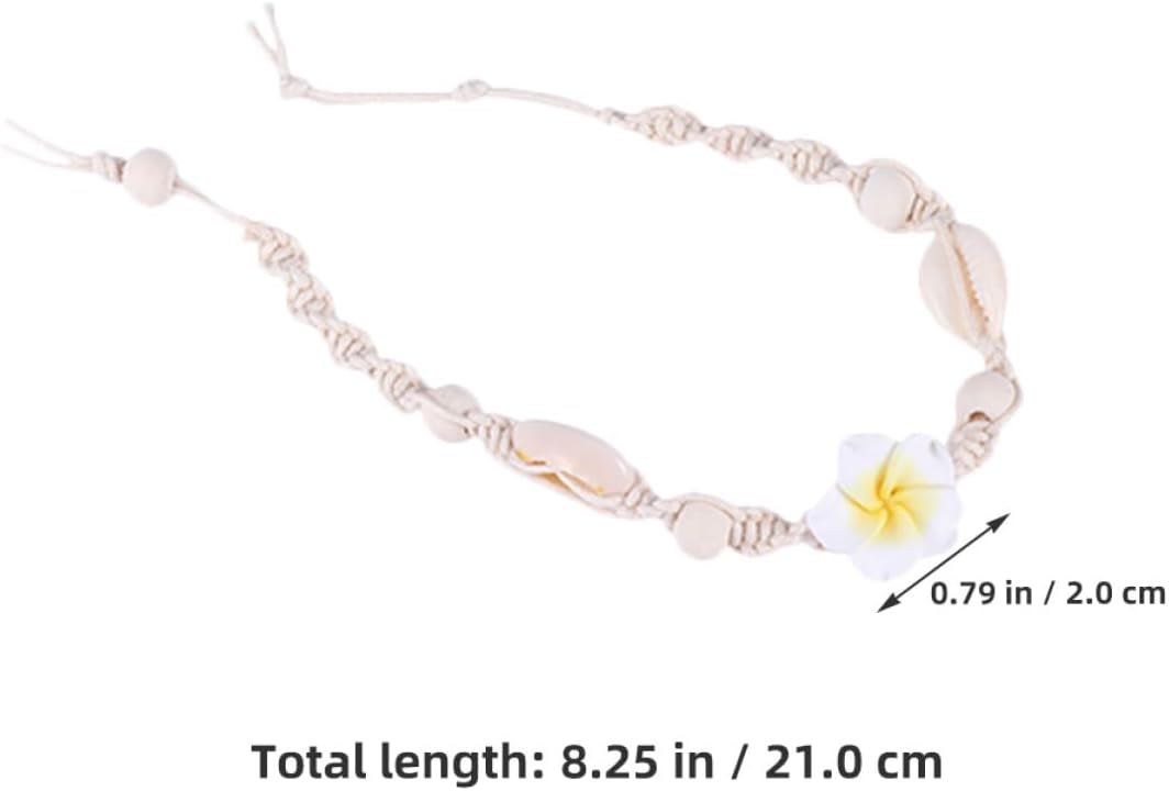 TEHAUX 2pcs Women Flower Shell Anklets Adjustable Boho Beach Jewelry image 2