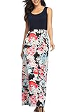 Picture of Lacavocor Womens Summer Maxi Dress Tank Top Sleeveless Long Dresses, F-red Flower, Medium
