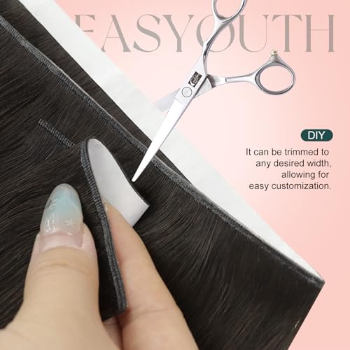 Image of Easyouth 18In 90g Tape in Weft Hair Extensions Human Hair Brown, Seamless | Tape in Extensions Human Hair Dark Brown, 4pcs, Reusable, Easy Diy Application, for Girls, Genius Weft Remy Hair Extension