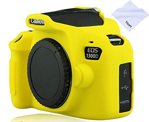Image of Camera Case for Canon EOS Rebel T6 T7, Silicion Rubber Camera Case Cover Detachable Protective for EOS 1300D Rebel T6 / EOS 1500D Rebel T7 KISS X90 Camera (Yellow)