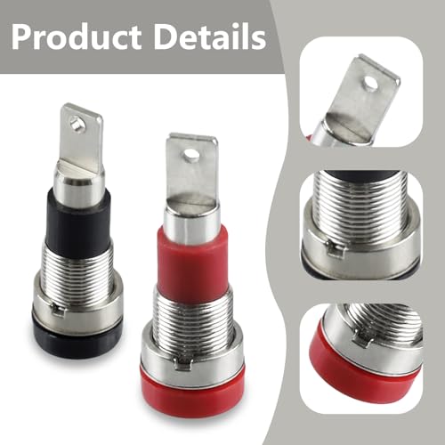 NineSSJLY 12 Stück Bananenbuchse 4mm – Bananenstecker Buchse für 4mm Stecker – Rot & Schwarz (je 6 Stück) – Bananenstecker Anschlussbuchse max. 10A – 29x10mm – Isoliert & Leitfähig