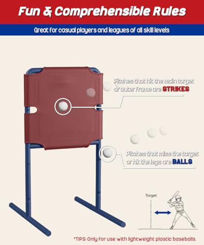 Image of Garbuildman Baseball Strike Zone Target for Plastic Balls, Portable Metal Frame Pitching & Hitting Training Tool for Outdoor