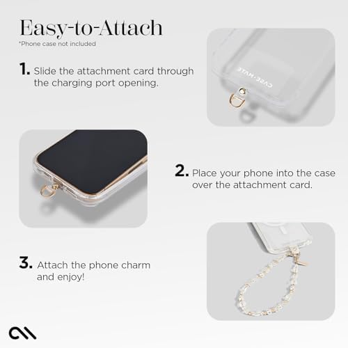 Case-Mate Phone Charm Wrist Strap w/Pearls & Crystals - Crystal Pearl Gold - 4