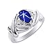 anillo de plata de ley con diseño de estrella de zafiro y diamante y azul Imagen de anillo de plata de ley con diseño de estrella de zafiro y diamante y azul