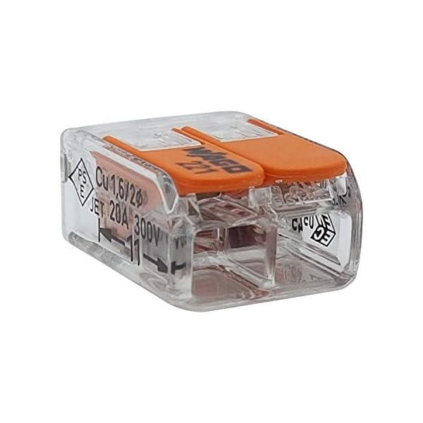 WAGO 50 Stück 221-412 Verbindungsklemme, 2-adrig, mit Hebel, 0,2-4qmm kleine Form, transparent – Bild 6