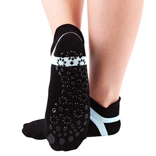 2 pares de meias femininas de silicone antiderrapantes para ioga, pilates, balé, preto, cinza, 1 par