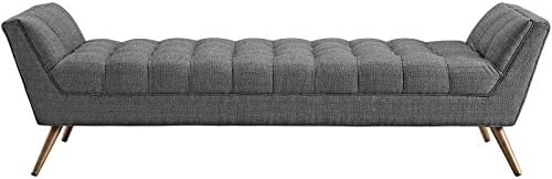 Modway Response Upholstered Fabric Bench in Gray