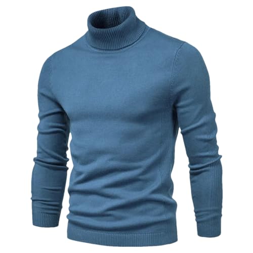 Mens Winter Turtleneck Thick Sweaters Casual Solid Color Warm Slim Sweaters Pullover