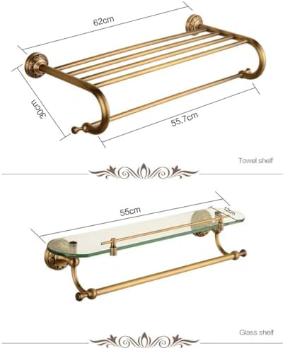 Retro Bathroom Accessories Set Wall Mount Antique Bath Towel Shelf Brass Rope Hook Copper Toothbrush Holder Brass Roll Paper Box,KC008 (Kc004) image 4
