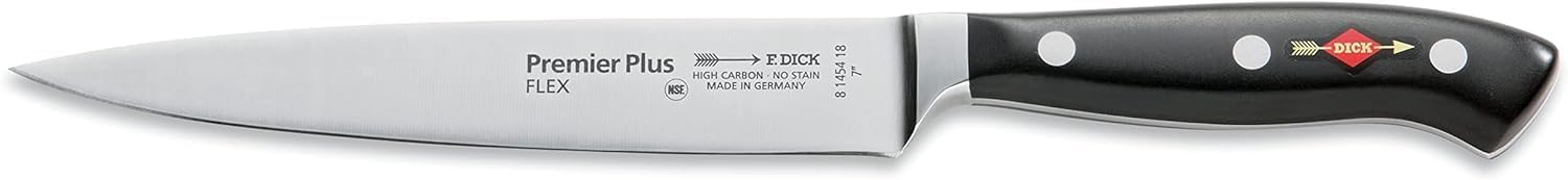 F. DICK – Premier Plus Filleting Knife Flex - Fillet knife with 7.1" flexible blade & 56 HRC - Ideal for filleting meat & fish - Ultra sharp - Stainless steel - Ergonomic handle - Made in Germany