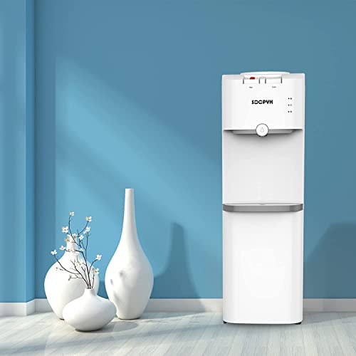 Soopyk Water Dispenser Cooler Hot And Cold Top Loading 5 Gallon Water Dispenser With Child Safety Lock And Storage Cabinet For Home Office Use White #TOP5