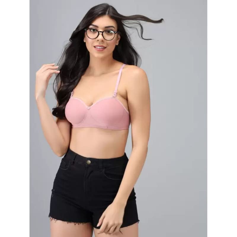 Image of Women's Cotton Lightly Padded Non-Wired T-Shirt Bra Pack of 2 (Reg HC-P2 Multicolor 30)