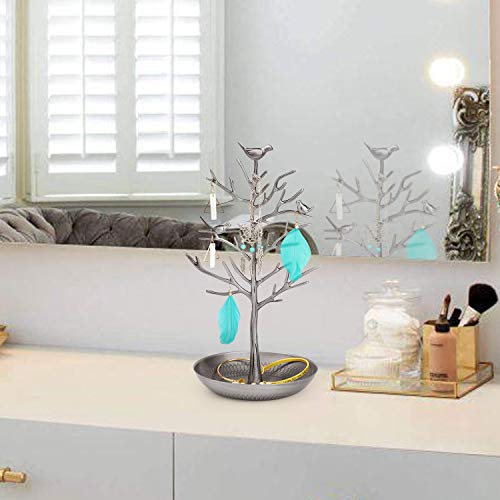 Flexzion Jewelry Display Stand, Earring Necklace Holder Tree Tower Rack Hanging Organizer - Ideal For Bangles Pendants Anklet (Silver) #TOP6