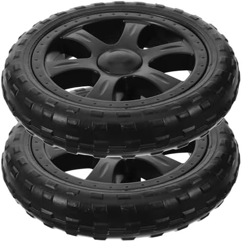 Shopping Cart Wheel Replacement - 6.3 Inch Diameter Rubber Foam Wheels, 2 Pack, Black