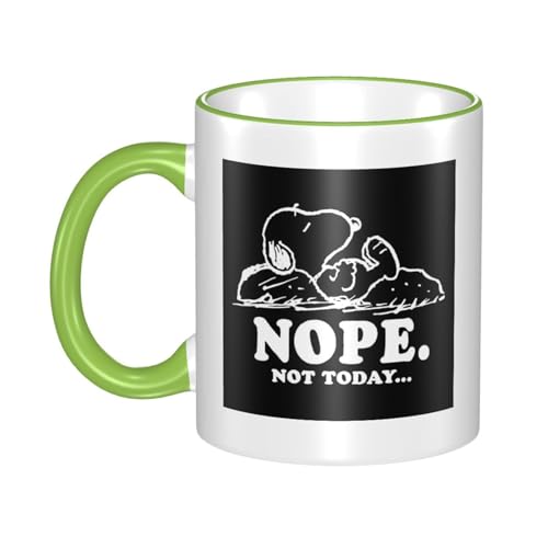 スヌーピー マグカップ 保温・保冷 電子レンジ対応 コーヒーカップ 陶器 セラミック 耐高温 軽量 個性人気 誕生日プレゼント大容量 Green