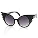 Designer Inspired Fashion Eccentric Unique Round Circle Winged Sunglasses (Black)